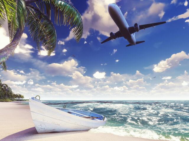 飛行機とヨットと海